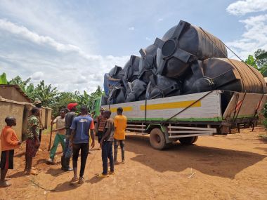 Truck with water tanks